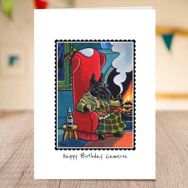 Whimsical Birthday Scottie Carte de voeux pliée (Créateur téléchargé)