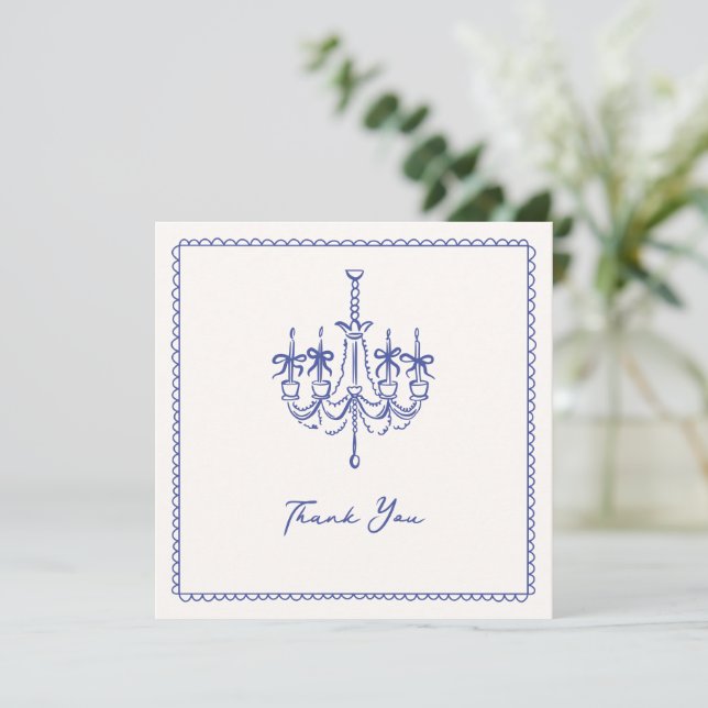 Whimsical, bleu illustratif mariage merci (Debout devant)