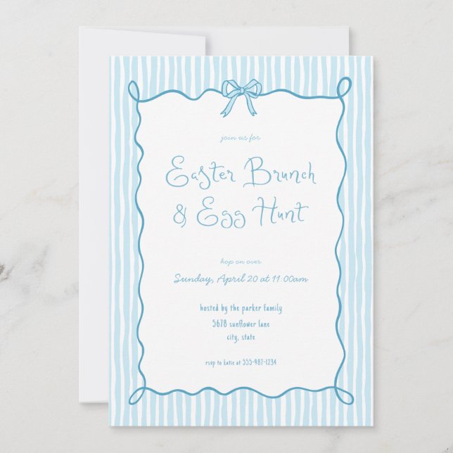 Whimsical Blue Pâques Brunch Egg Hunt Invitation (Devant)