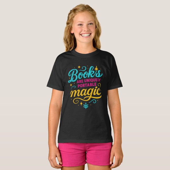Whimsical “Books Are Magic” Quote T-Shirt for Read (Devant entier)