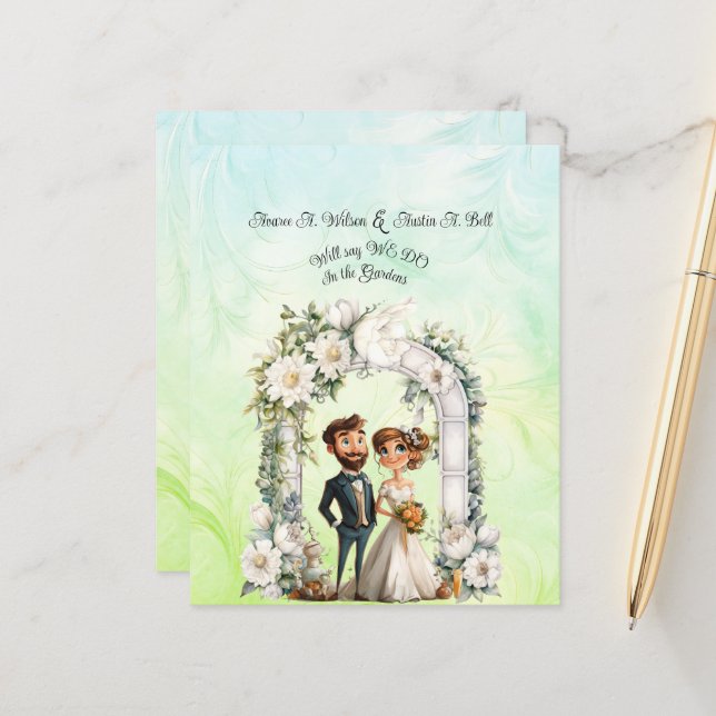 Whimsical Bride Mariage Arch Blue Green (Devant/Arrière en situation)