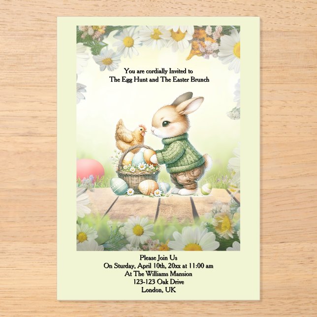 Whimsical Bunny Easter Acrylic Invitation (Recto)
