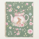 Whimsical Bunny Teapot Floral Spring Notebook<br><div class="desc">Whimsical Bunny Teapot Floral Spring Notebook. This design features a delightful whimsical bunny nestled within a pink teapot, surrounded by spring blossoms and green foliage. Perfect for journaling, school, work, or as a thoughtful gift.</div>