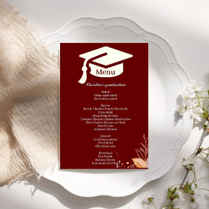 Whimsical Burgundy Graduation menu du dîner