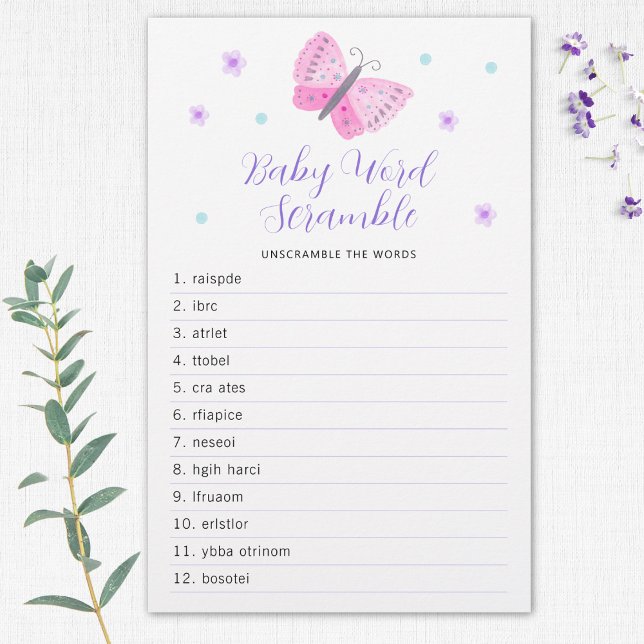 Whimsical Butterflies Baby shower Word Jeu (Créateur téléchargé)