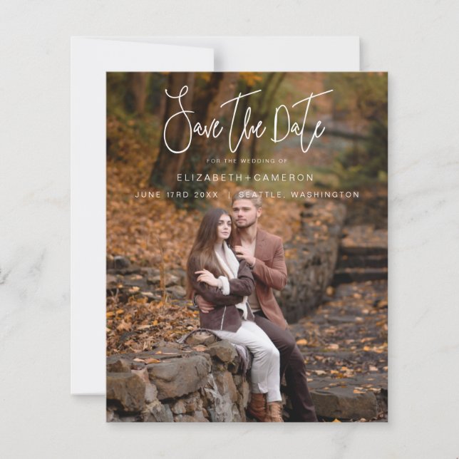 Whimsical Calligraphy Wedding Photo Engagement (Devant)