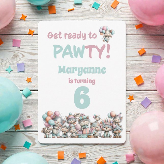 Whimsical Cat Watercolor Birthday Invitation (Créateur téléchargé)