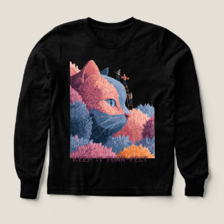 Whimsical Chat Floral Tee pour filles