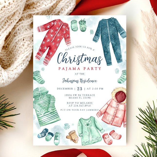 Whimsical Christmas Pajama Party Invitation  (Créateur téléchargé)