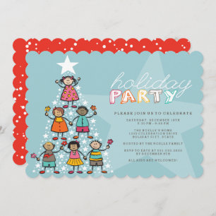 Whimsical Christmas Tree Enfants Invitation de fêt