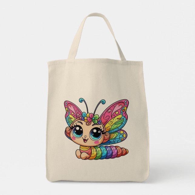 🦋Whimsical Colorful Butterfly Larva Kids Tote Bag (Dos)