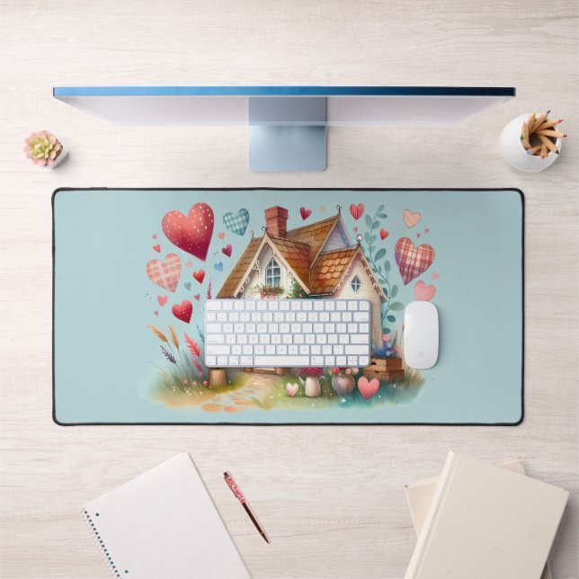 Whimsical Cottagecore Heart House Art (Bureau 1)