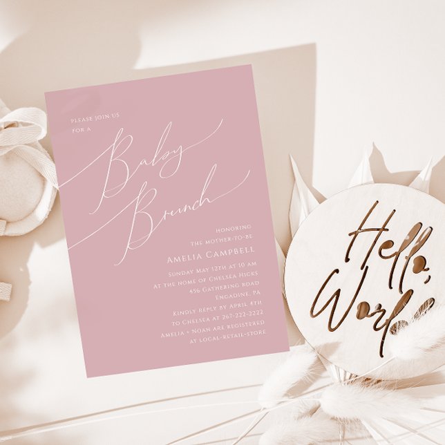Whimsical Dusty Rose Baby Brunch Invitation (Créateur téléchargé)