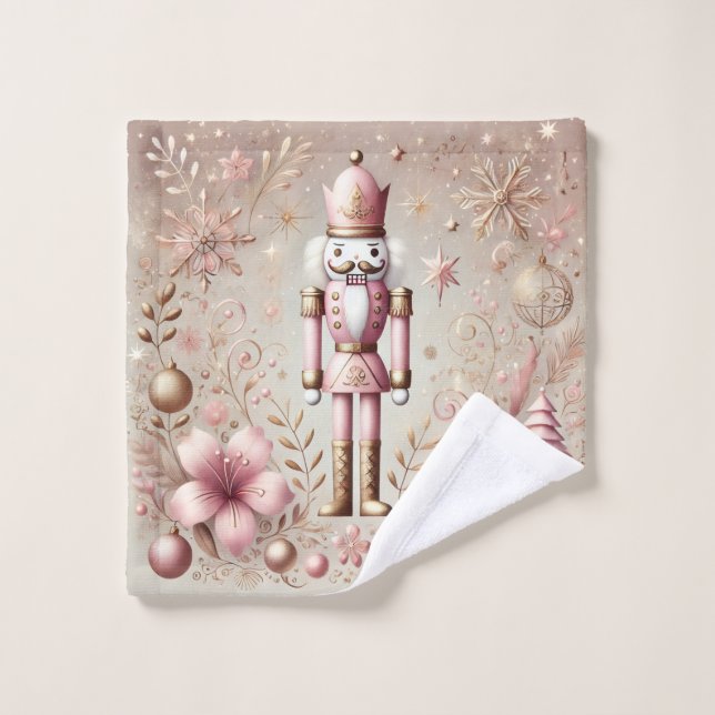 Whimsical Elegant Pink and Gold Pastel Nutcracker  (Gant de toilette)