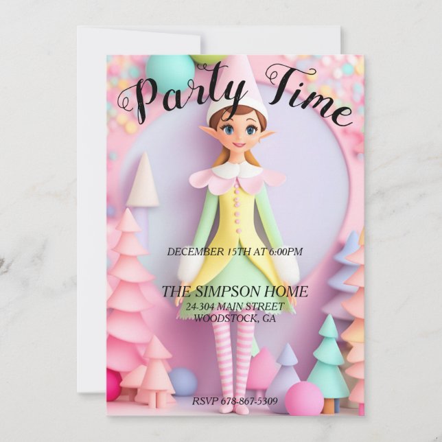 Whimsical Elf Noël Fête Invitation (Devant)