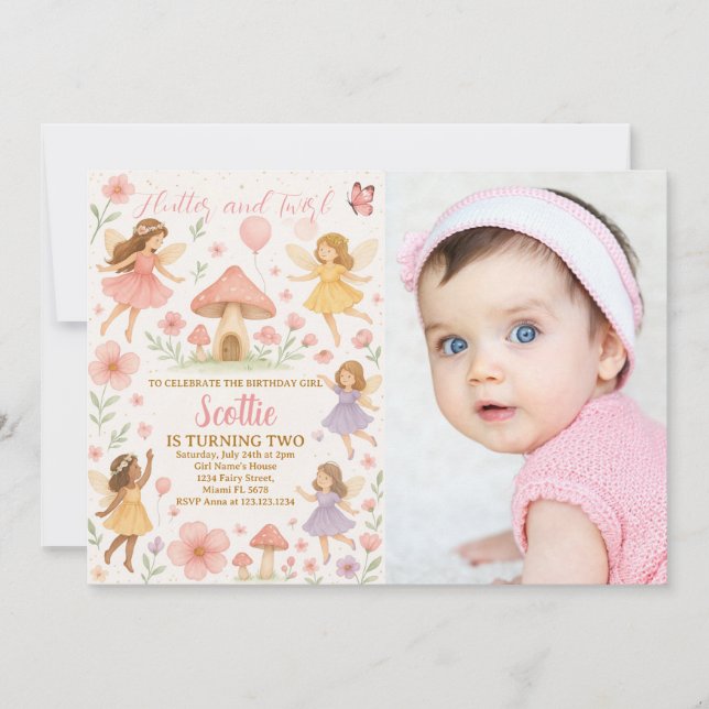 Whimsical Fairy Anniversaire Invitation avec photo (Devant)
