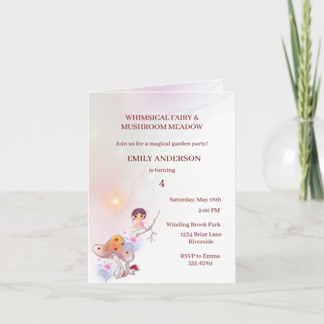 Whimsical Fairy Magique 4e anniversaire Invitation (Devant)