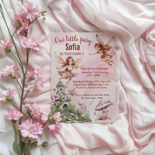 Whimsical Fairy Thème 1er anniversaire Invitation