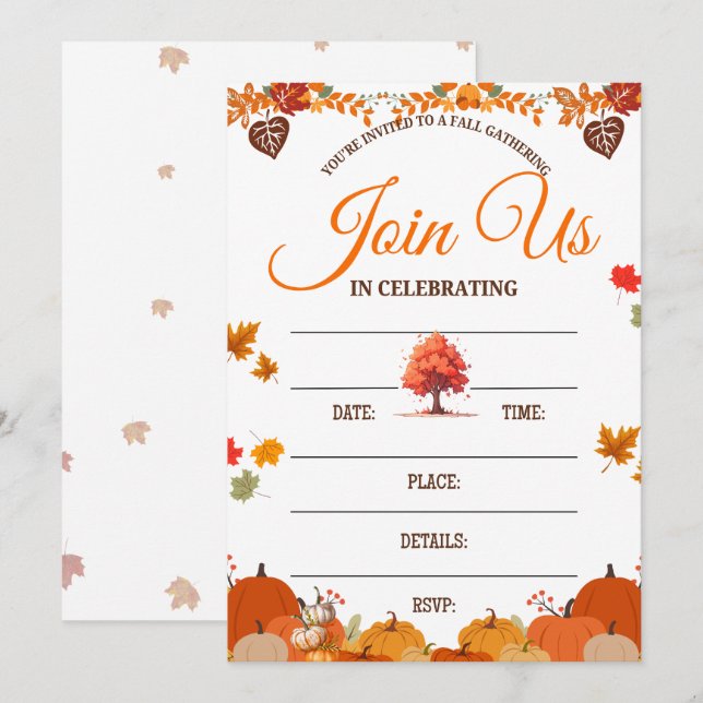 Whimsical Fall Gathering Invitation (Devant / Derrière)