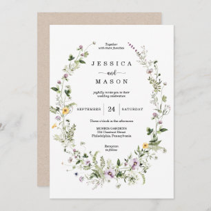 Whimsical Fleur sauvage Faire-part de mariage rust