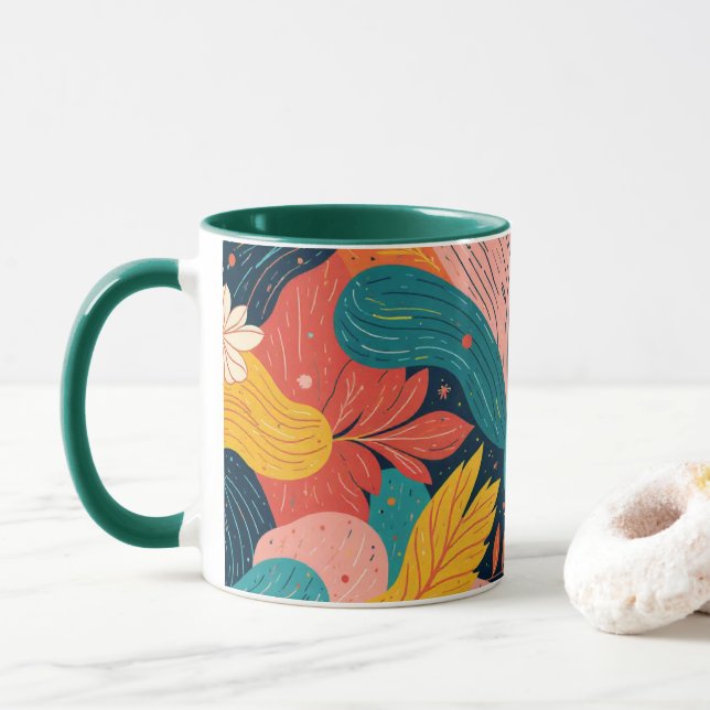 Whimsical Floral Flow Mug (Avec donut)