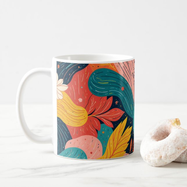 Whimsical Floral Flow Mug (Avec donut)
