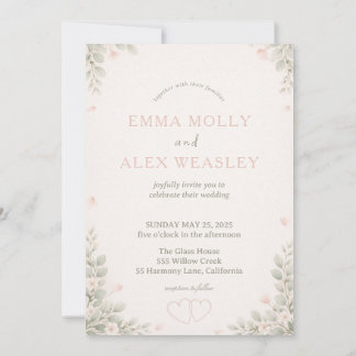 Whimsical Fox & Pastel Floral Wedding Invitation