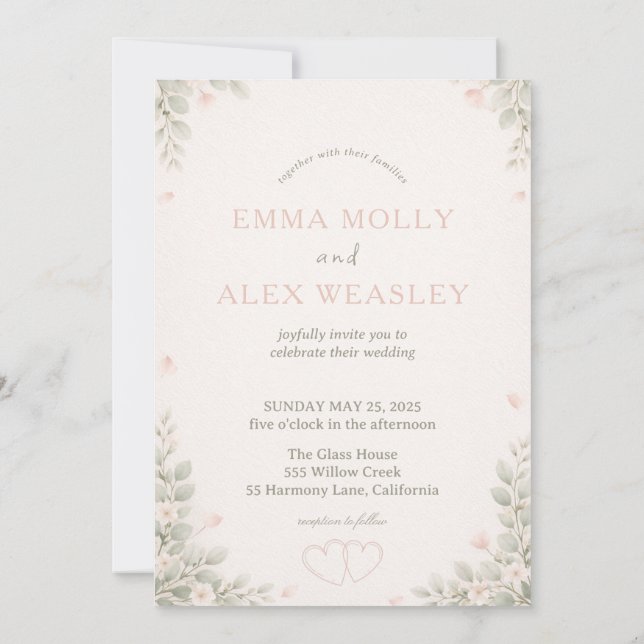 Whimsical Fox & Pastel Floral Wedding Invitation (Dos)