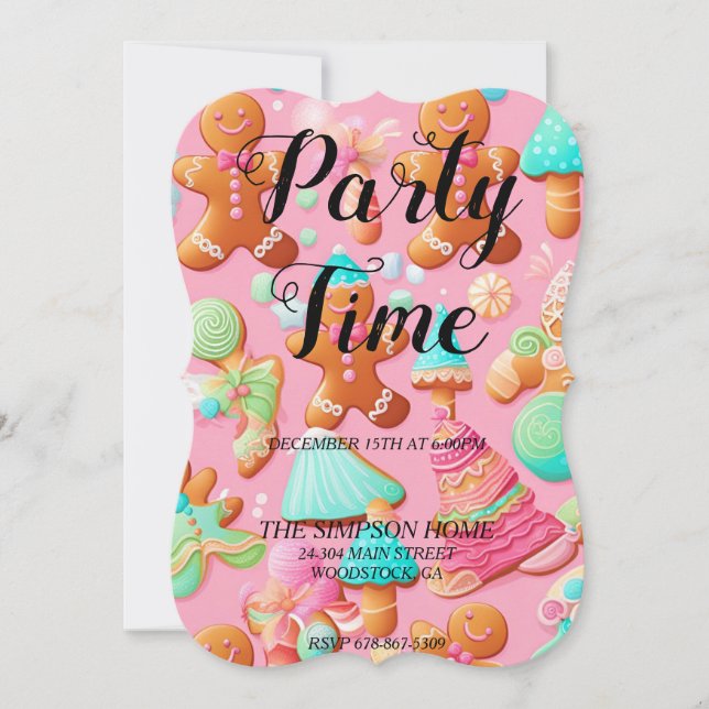 Whimsical Gingerbread Homme Noël Invitation (Devant)