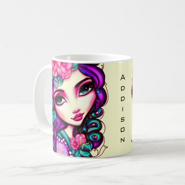 Whimsical Girl Artistique Café Mug (Devant gauche)