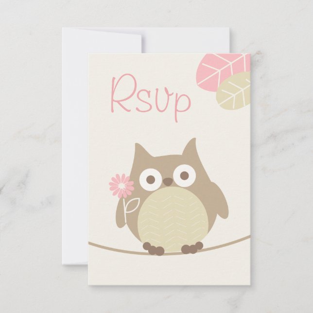 Whimsical Girl Owl Baby shower Rsvp (Devant)