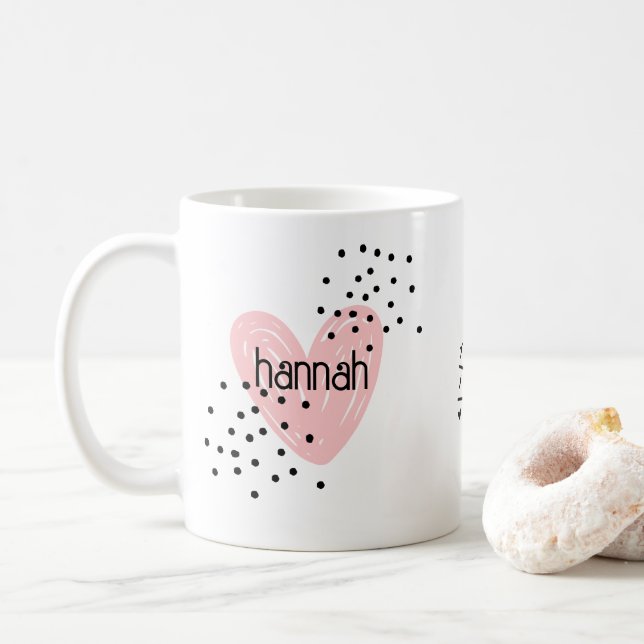 Whimsical Girls Coeur mignonne Mug Customisé (Avec donut)