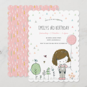 Whimsical Girls Toddlers Invitation Anniversaire
