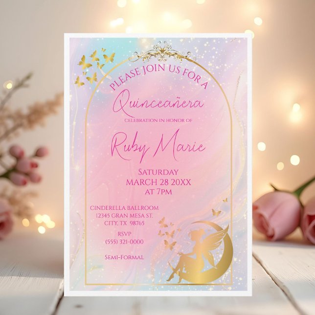 Whimsical Gold Fairy Pixie Invitation (Créateur téléchargé)