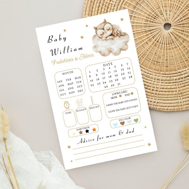 Whimsical Gold Star Baby Predictions jeu de consei (Créateur téléchargé)
