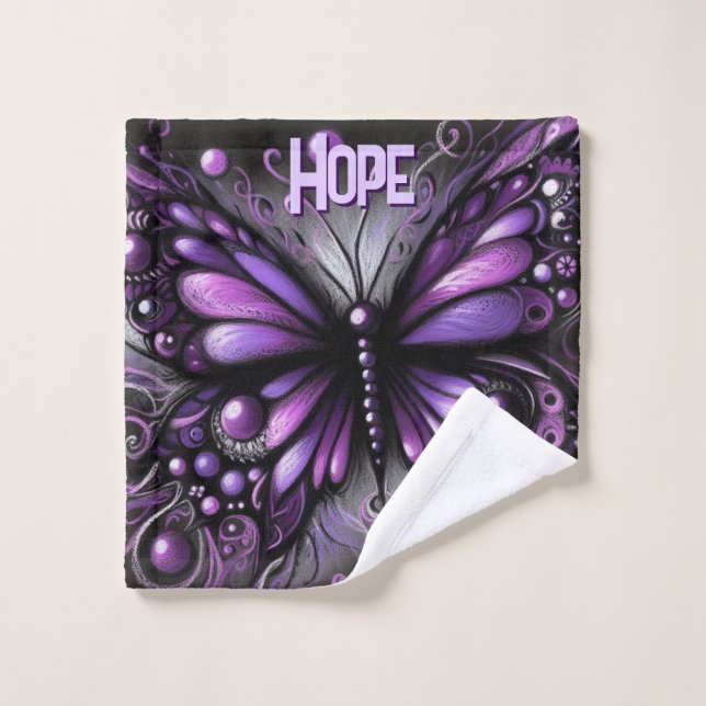 Whimsical Gothic Butterfly Purple Personalized (Gant de toilette)