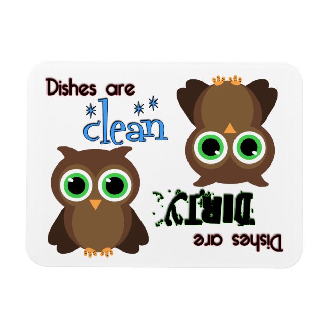 Whimsical Green Eyed Brown Owl Magnet (Horizontal)