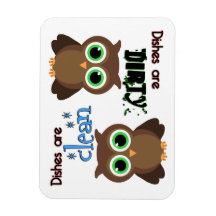 Whimsical Green Eyed Brown Owl Magnet