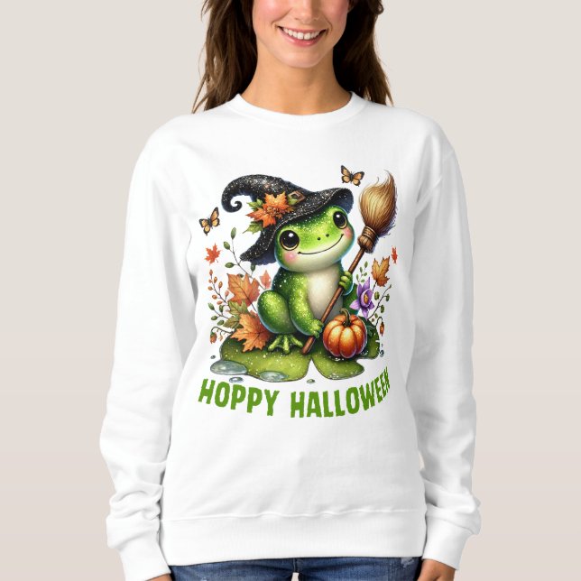 Whimsical Halloween Frog sorcier sweatshirt (Devant)