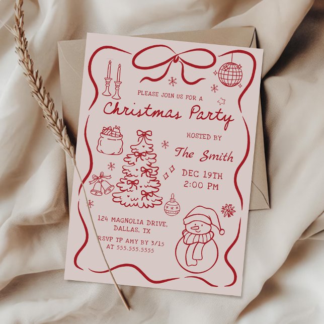 Whimsical Hand Drawn Christmas Party Invitation (Créateur téléchargé)