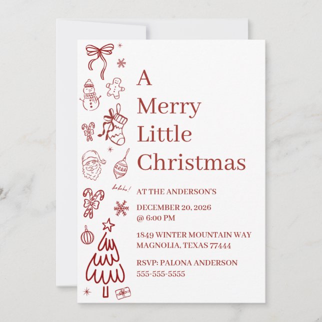 Whimsical Hand Drawn Doodle Red (Devant)