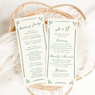 Whimsical Hand Drawn Green Wedding Programme + Fêt