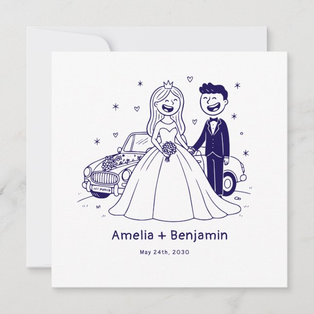 Whimsical Hand Drawn Wedding Couple | Wedding  (Devant)