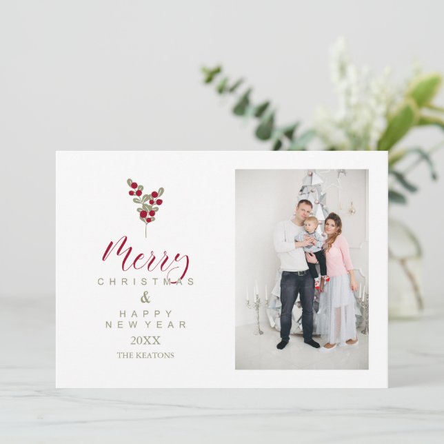 Whimsical Happy Holidays Classic Christmas Photo (Debout devant)