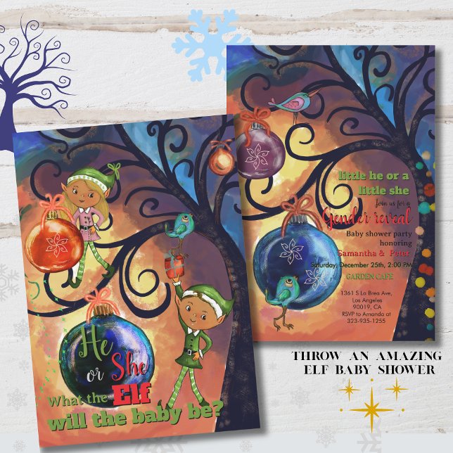 Whimsical He or She Elf & Bird Gender Invitation (Whimsical He or She Elf & Bird Gender Invitation)
