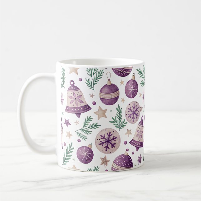 Whimsical Holiday Mug – Purple Bell Design (Gauche)