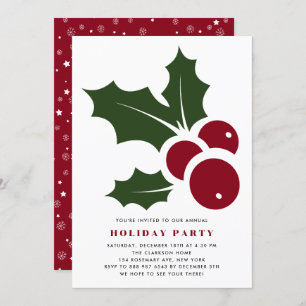 Whimsical Holly Moderne Fête Invitation