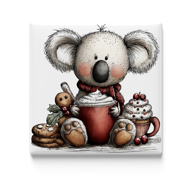Whimsical Koala Hot Chocolate Christmas Magnet (Whimsical Koala Hot Chocolate Christmas Magnet by PiggyPrint Sticker. by PiggyPrint Sticker. )