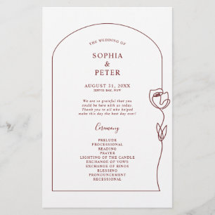 Whimsical Line Rose Arch Ceremony Programme