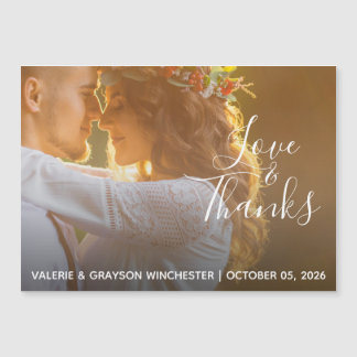 Whimsical Love and Thanks Mariage Photo Magnet